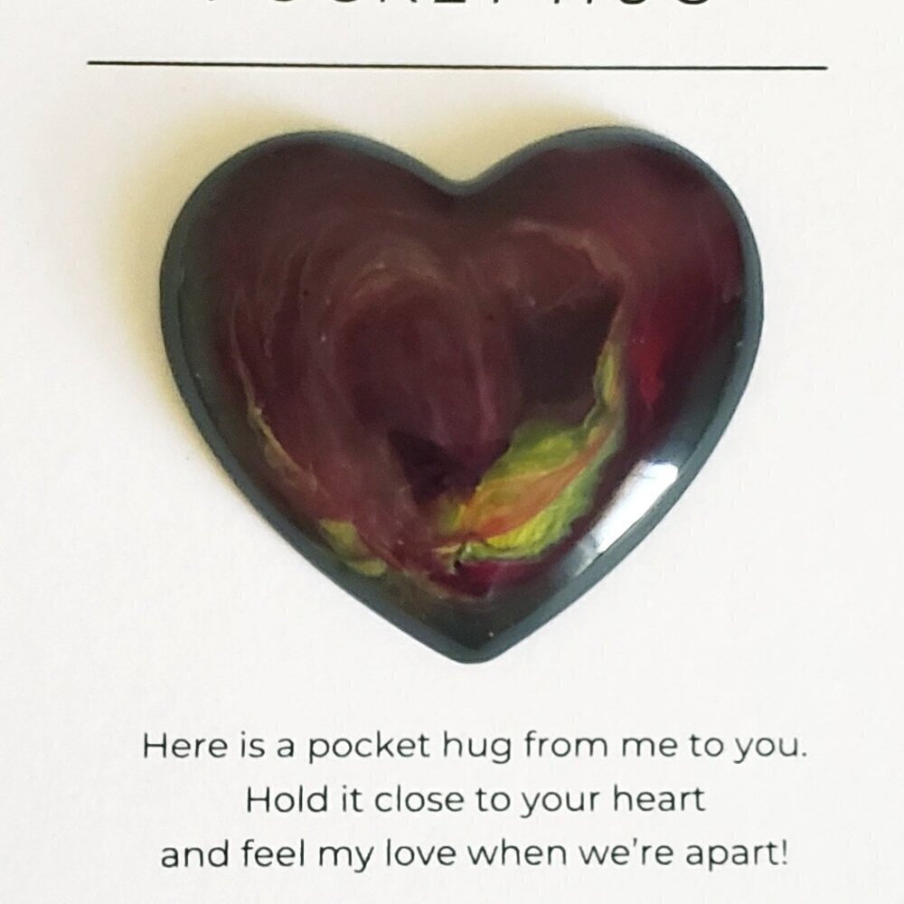 Handcrafted Artisan Resin Heart Pocket Hug - Picture 2 of 3